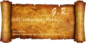 Günsberger Rita névjegykártya